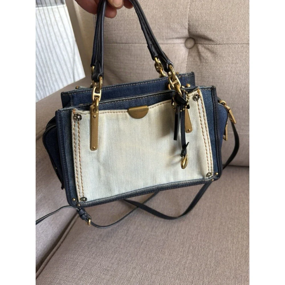 Coach Mini Dreamer 21 Denim ColorBlock Satchel Crossbody Bag EUC